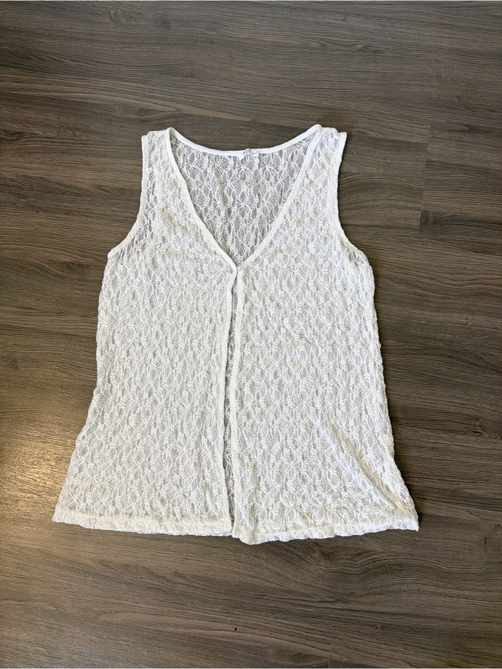 White Lace V-Neck Sleeveless Top Lace Vest Layering Top Cover Up